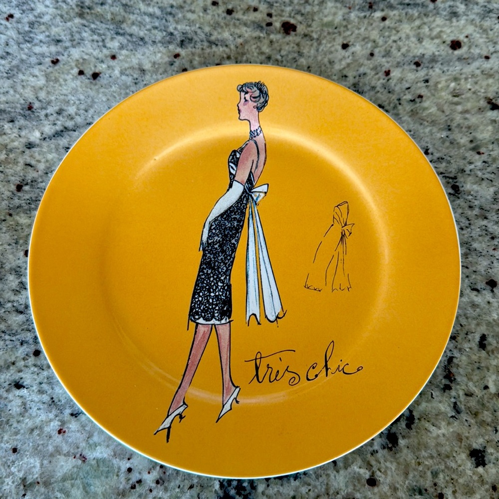 Rosanna Yellow and Black Dessert Plates Set - Picture 5 of 6